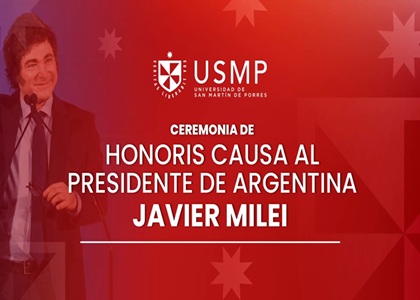 JAVIER MILEI RECIBE EL TÍTULO DE DOCTOR HONORIS CAUSA DE LA USMP